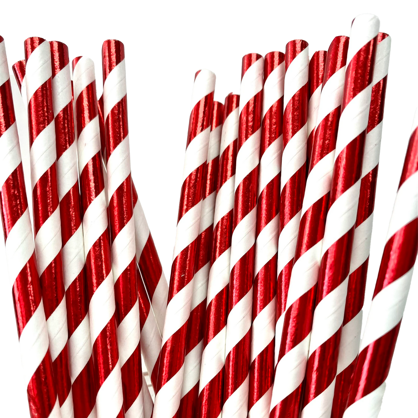 Premium Red and White Foil Straws