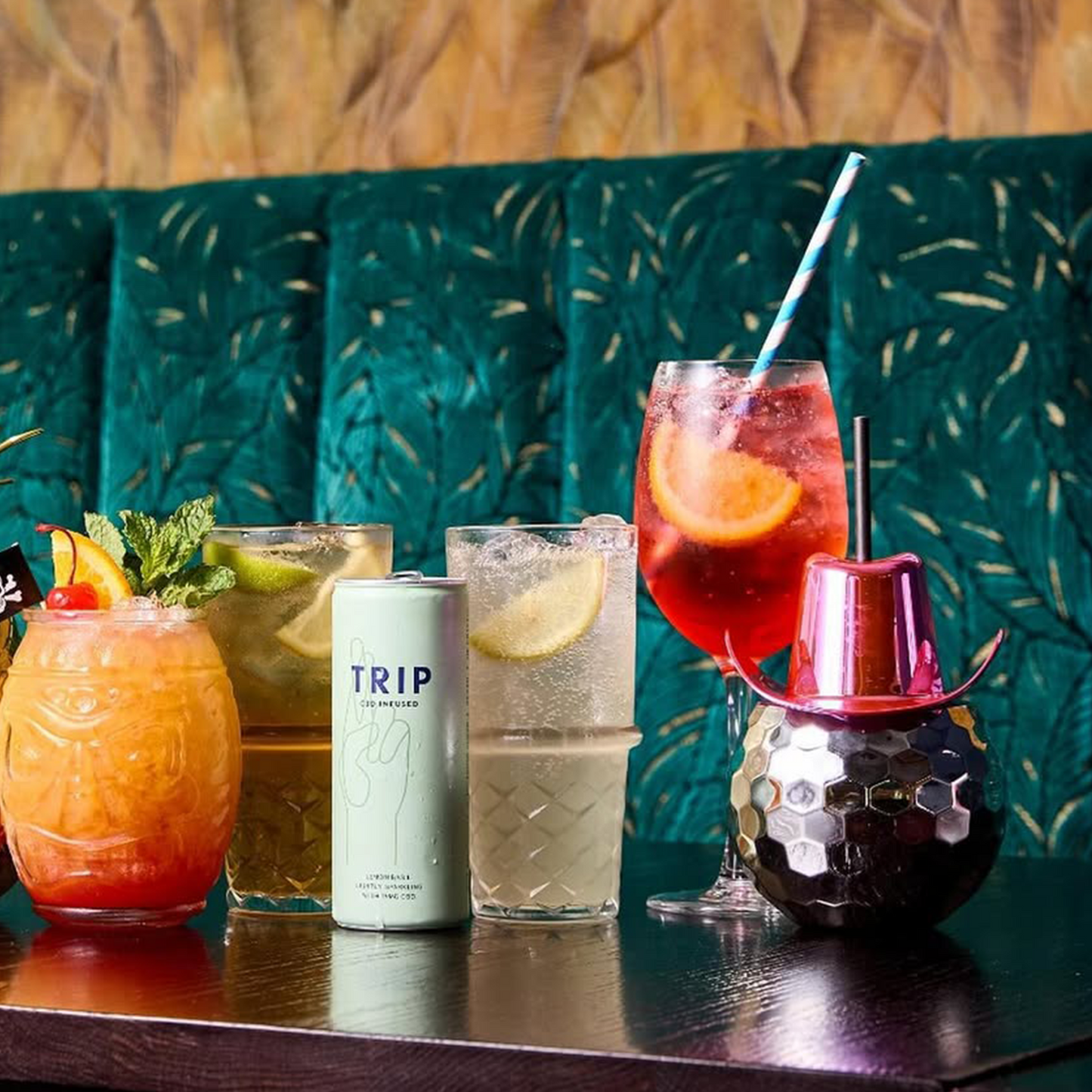 Blue and White Striped Straw