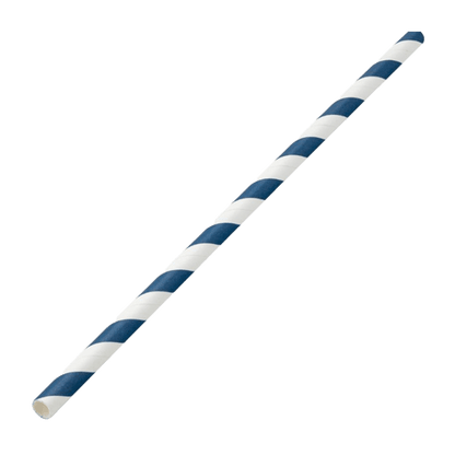 Blue and White Striped Straw