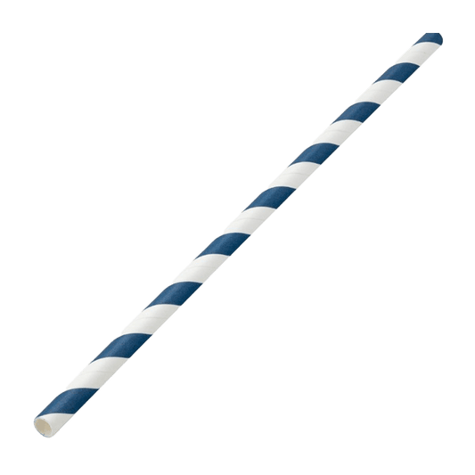 Blue and White Striped Straw