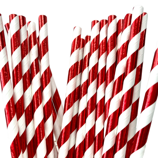 Premium Red and White Foil Straws